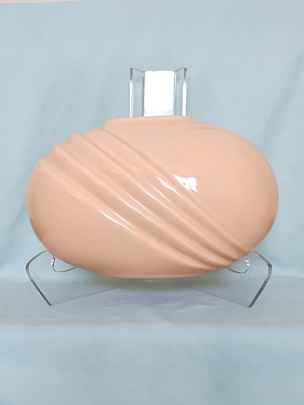 Vintage 80's Art Deco Glossy Peach Ceramic Decorative Vase Neo Deco Home Accents